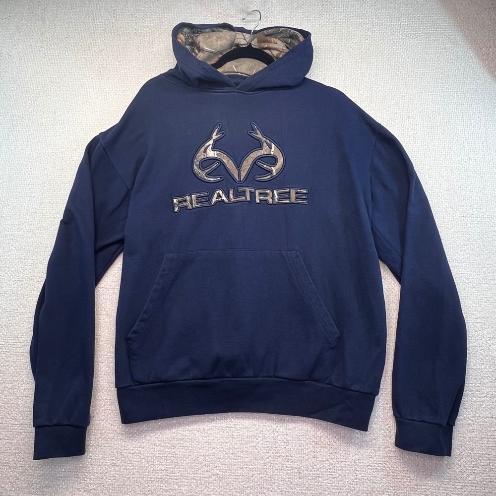 Realtree Mens‎ Hoodie Size L Blue Camouflage Hood Hunting Outdoors
